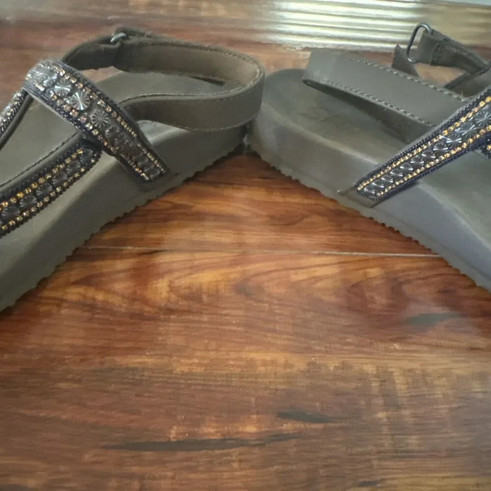 Skechers Arch Fit Womens Sandals Brown US 7 Rhinestone Hook And Loop Ankle Strap - Picture 8 of 14